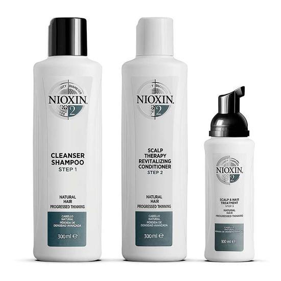 Nioxin Kit System 2 5 oz Shampoo, 5 oz Conditioner + 50ml Scalp Treatment