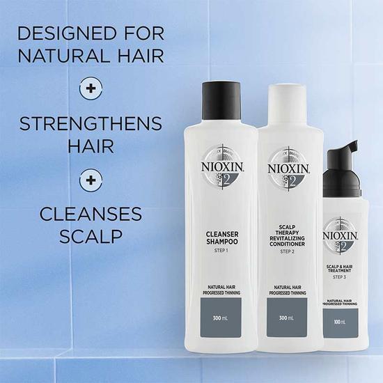 Nioxin Kit System 2 5 oz Shampoo, 5 oz Conditioner + 50ml Scalp Treatment