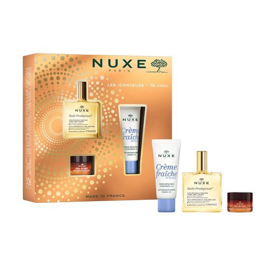 Nuxe The Iconics Gift Set Huile Prodigieuse + Plumping Cream + Lip Balm