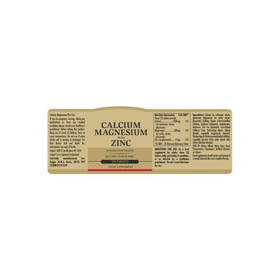 Solgar Calcium Magnesium Plus Zinc Tablets x100