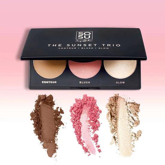 SOSU by SJ Sunset Trio Palette Contour, blush & glow powder trio